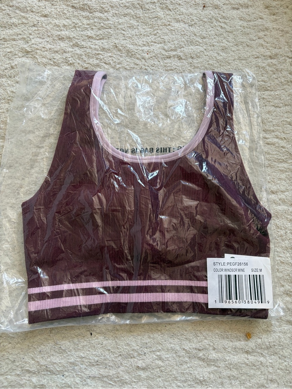 NWT Penn Seamless Sports Bra Ribbed Windsor Wine Medium